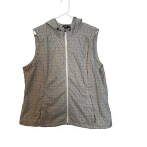 Eddie Bauer Vest Women’s Size 2XL Gray Full Zip 100% Nylon Polka Dot Pattern